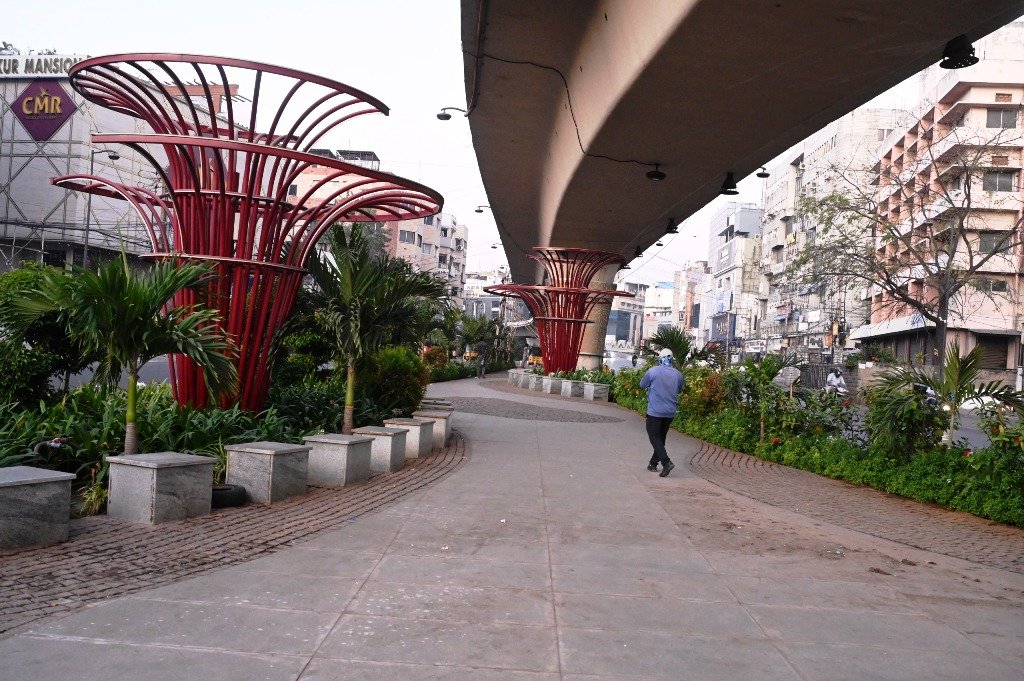 GHMC Beautification Works At Punjagutta Fly Over (2)