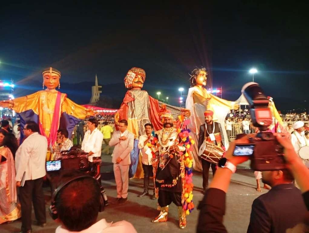 Folk artists performing traditional dances before foreign delegates at Avakai Amaravati Festival
